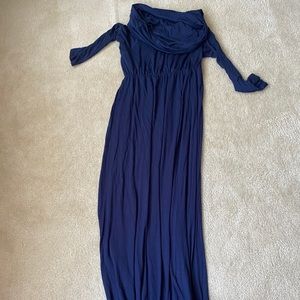 Off the shoulder blue maxi dress